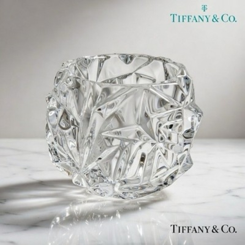 Tiffany & Co Rock Cut Crystal Votive Tea Light Candle Holder 3.25x3 Excellent